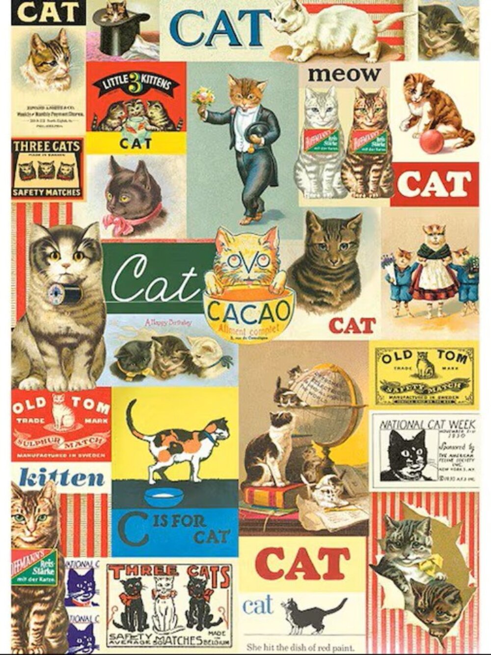 Cats Cavallini Poster – Vintage Cats - 50x70cm - 20x28" Large Poster-Wall Print